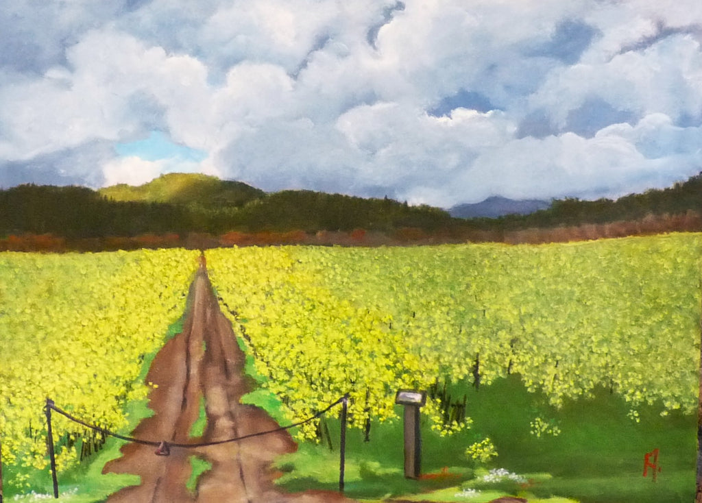 Mustard and Clouds vineyard digital print 8" x 11"