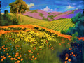 Mustard and Poppies vineyard digital print 8" x 11"